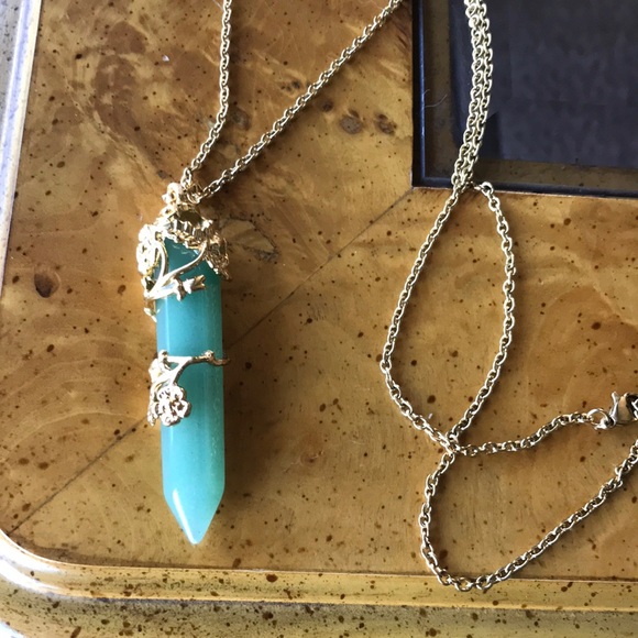 Jewelry - Green Aventurine Brass Stainless Steel Necklace